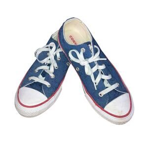 Women’s Converse Low Navy Eyelet Sneakers with Red Trim-size 6